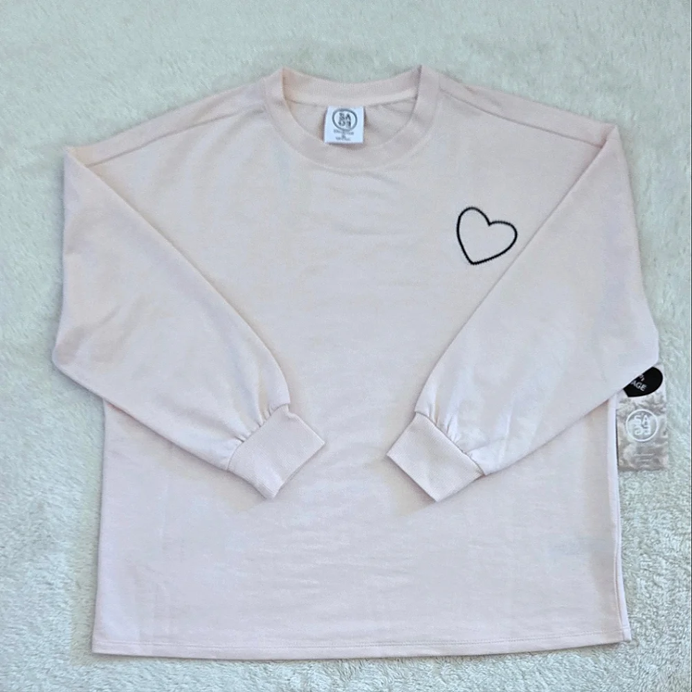 Sage🌿 Collective Stitched🪡 Open Black Heart🖤 Sweatshirt  - NWT - Picture 11 of 14